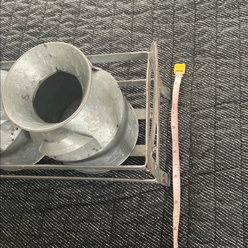 Galvanized Metal Milk Can Trio with Stand - Picture 13 of 13